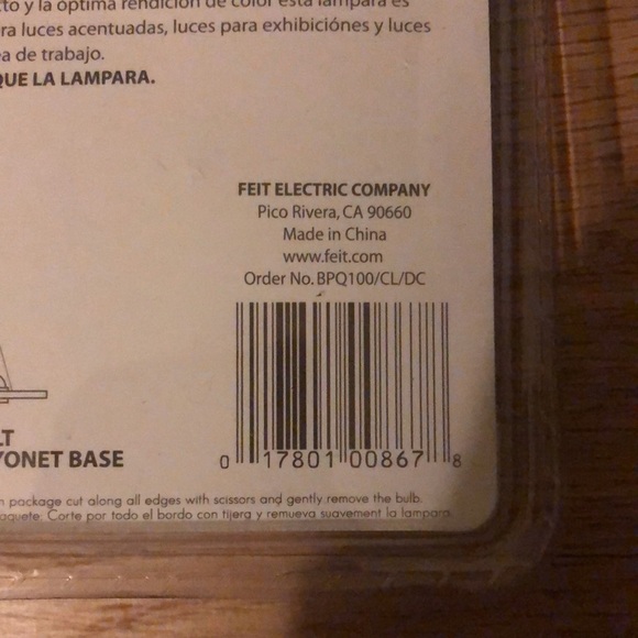 FEIT Electric 100 Watt Halogen Bulb 120V Fixtures D.C. Bayonet Base BPQ100/CL/DC - Picture 3 of 3